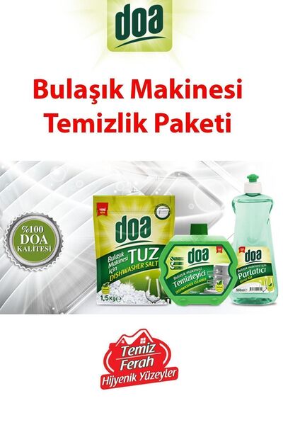 lissehome Doa Bulaşık Makinesi Temizleyici + Parlatıcı(500ml) ve Tuz(1,5kg)