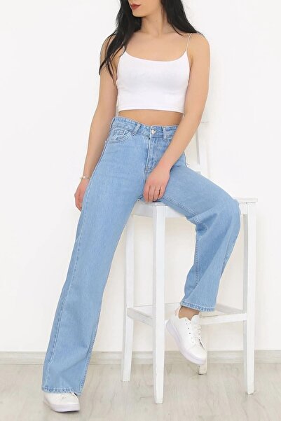 WODDİ بنطال جينز نسائي فضفاض من الليكرا بخصر عالٍ للغاية من Ivy