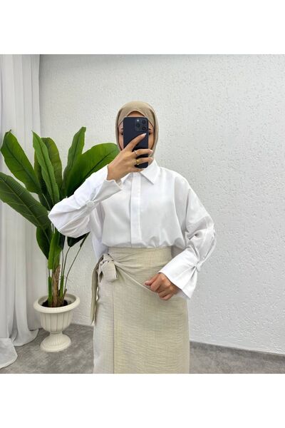 ETEKEVİM Keten Kumaş Belden Bağlamalı Astarsı Uzun Etek