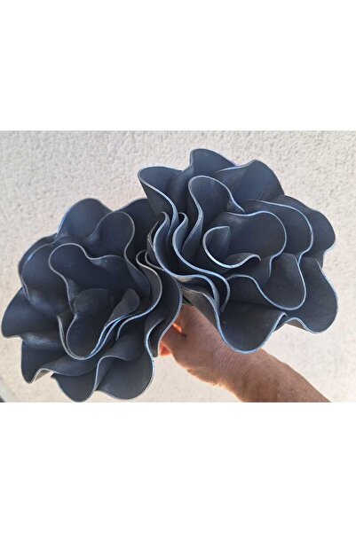kutmen زهرة أنثراسايت مصنوعة يدوياً من اللاتكس بلون أنثراسايت 2 قطعة زهرة إيف...