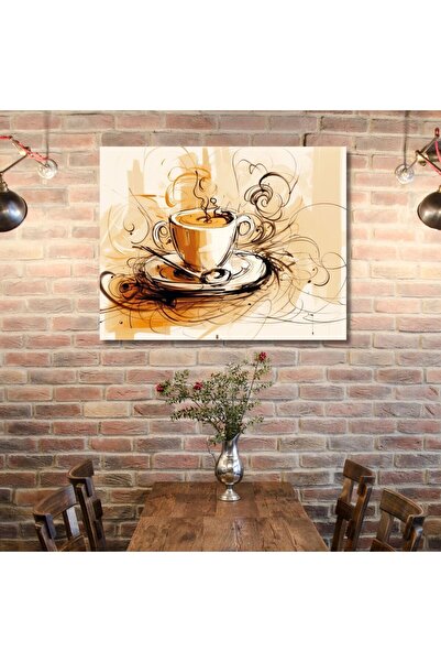 GAAGART Tekli Yatay Kanvas Mutfak Tablosu Kahve Köşesi Bohem Coffee