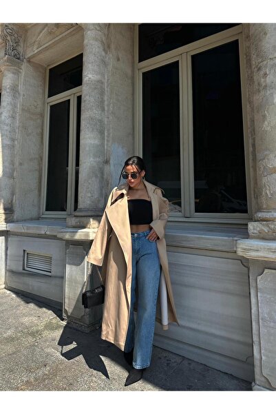 şuranur Καθημερινή καμπαρντίνα με ζώνη