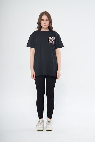 YÜKSEL IŞIK Tricou de bază oversize unisex - decolteu, imprimeu în relief cu Waters fără legături, supradimensionat
