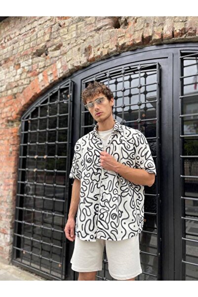 İLKCET MODA Cămașă oversize unisex cu model