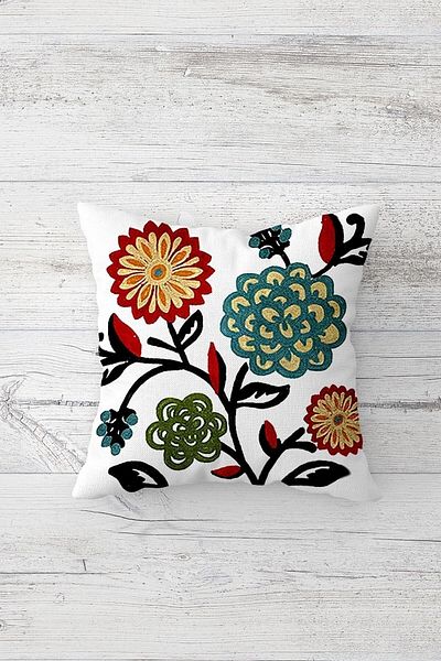 EKO Κεντημένο Floral Bird μοτίβο Ethnic Κάλυμμα μαξιλαριού με κρυφό φερμουάρ Σετ μαξιλαροθήκη καναπέ (4 τμχ)