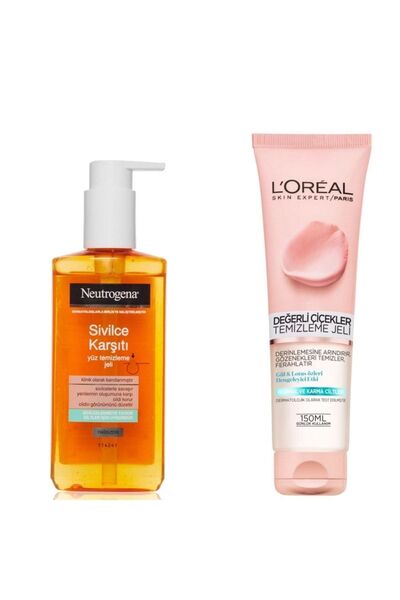 L'Oreal Paris Değerli Çiçekler Temizleme Jeli + Neutrogena Sivilce Karşıtı Yü...
