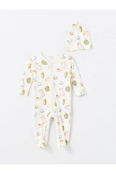 LC Waikiki طقم خروج من المستشفى مطبوع عليه طفل رضيع من LCW Baby Ecru