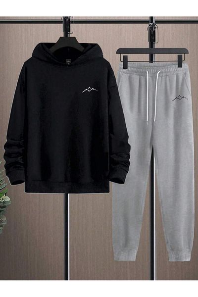 EFFRENATU Hila Moda - Суичър с качулка и панталон с голям размер с щампа