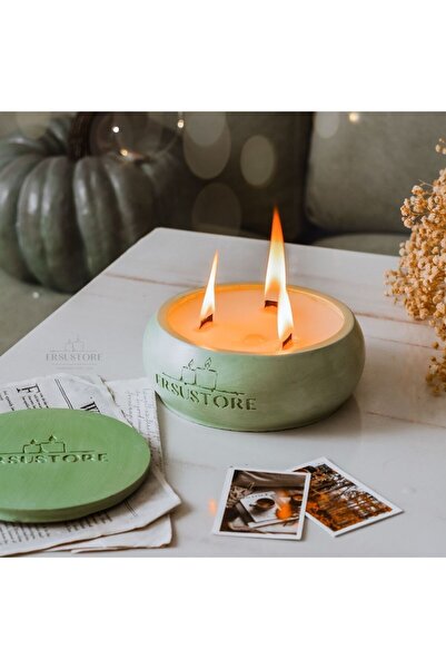 ersu store Büyük Boy 1,500gram Vegan Vanilya Amber Kokulu Kapaklı Tasarım Mum