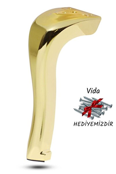 Badem10 Mobilya Koltuk Kanepe Ayağı Metal Ayakları 16 Cm Gold Altın