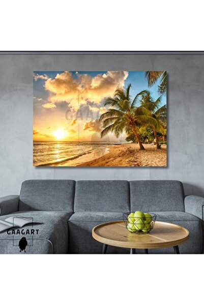 GAAGART Tekli Yatay Kanvas Duvar Tablosu Hawaii Yeşil Palmiye Manzara