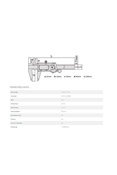 İnsize İNSİZE DİJİTAL KUMPAS 150MM 1108-150 MM