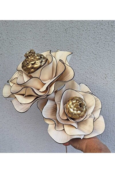 kutmen Latex Handmade Vase and Bundle Artificial Flower Cream Color