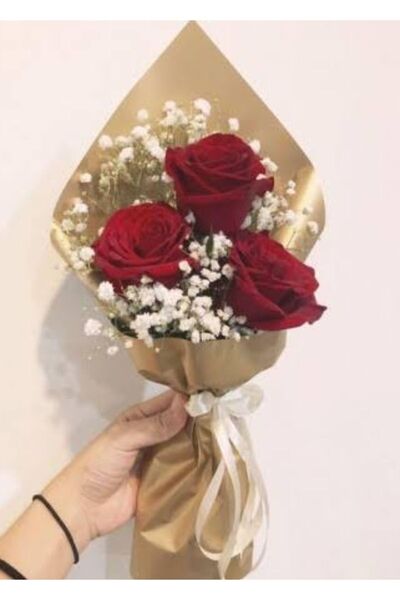 Merveparti 3 gül buketi ,hediye çiçek , söz nişan