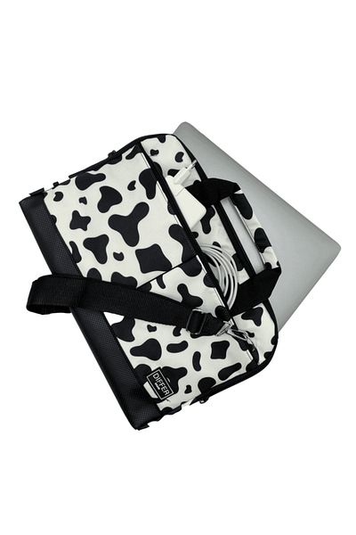 Differ 13-14'' Inch, Cow Pattern, Shoulder Strap and Cross Notebook Laptop Macbook Briefcase