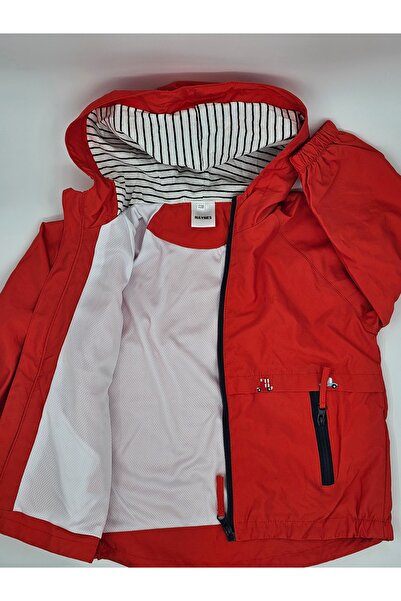 naynes Kapşonlu Çocuk Trençkotu Mevsimlik Montları, Erkek Ve Kız Çocuklar Için (90 CM-2 YAŞ / KIRMIZI)