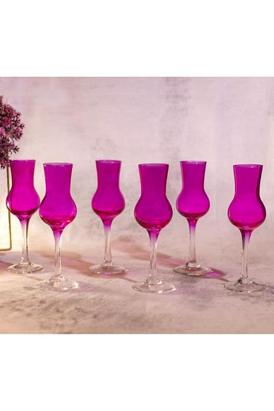 sudeka 6-Piece Colorful Glass Set for Coffee Service