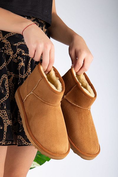 Reyonda ayakkabı Νέα σεζόν Γκρι Suede Mini Boots Γυναικεία παπούτσια με γούνινη επένδυση