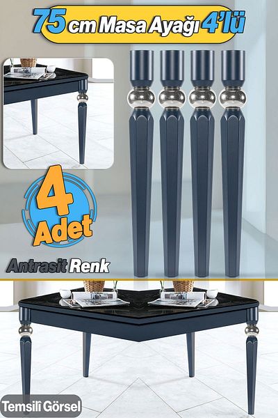 Badem10 4 Buc Elipse Masă Dresuar Picior 75 Cm Plastic Antracit Picior Bucătărie Masa Sufragerie Mobilier Picioare