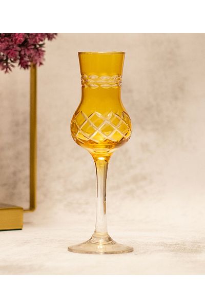 sudeka 6 Pieces Colorful Crystal Cut - Coffee Side Glass Set
