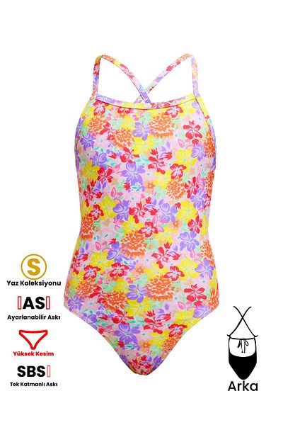 FUNKİTA Funkita Tmt Summer Garden - Girl's Training Swimsuit with Back Tie