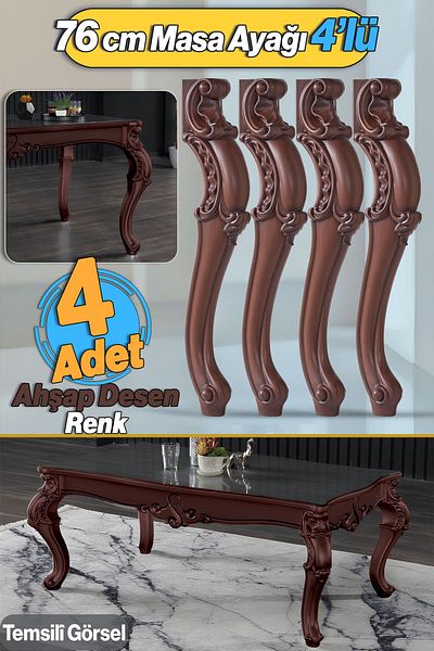 Badem10 4 Buc Valenta Masă Dresuar Picior 76 Cm Lemn Modelat Picior Bucătărie Masa Sufragerie Mobilier Picioare