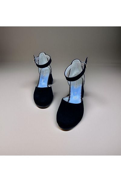 Pabrik Pantofi cu toc pentru fete din piele intoarsa neagra