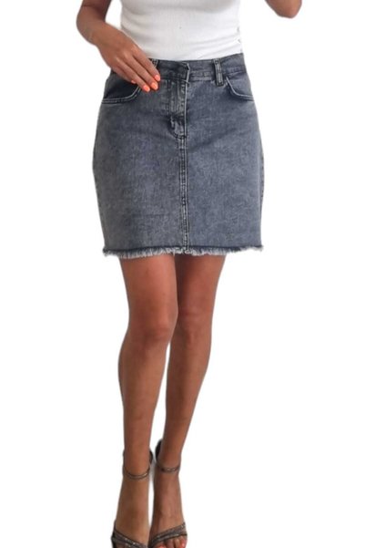 duygu dilsiz Women's Charcoal grey Grey Stretch Fabric Mini Pocketed Skirt with Pockets