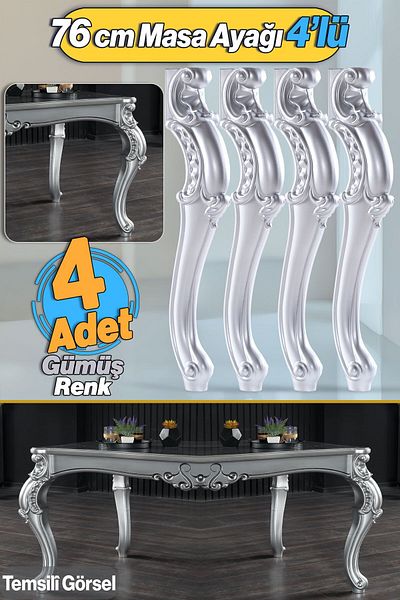 Badem10 4 Buc Valenta Masă Dresuar Picior 76 Cm Picior Argintiu Bucătărie Masă Sufragerie Mobilier Picioare Gri Argintiu