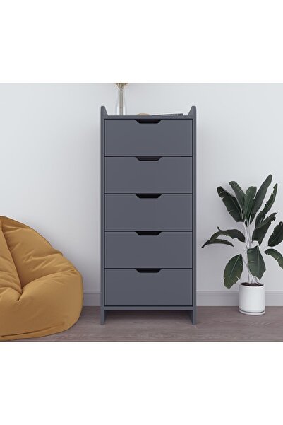 Ankara Mobilya LODOS 5 ÇEKMECELİ ANTRASİT ŞİFONYER