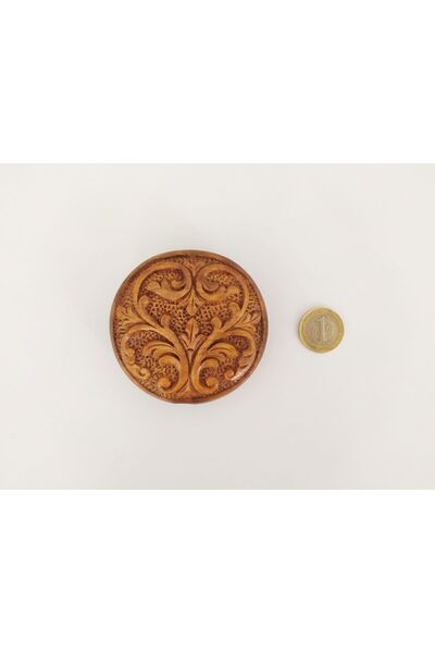 Hakkak Ceviz Oyma Ahşap Cep Ayna & Makyaj Aynası