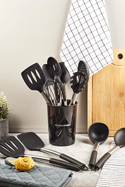 kitchenmate Jose Black 14 Piece Stainless Steel Silicone Kitchen Set