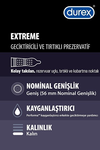 Durex Extreme 20lı Geciktiricili Ve Tırtıklı Prezervatif