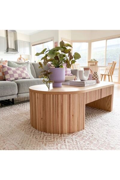 MoldHome Ahşap oval orta sehpa