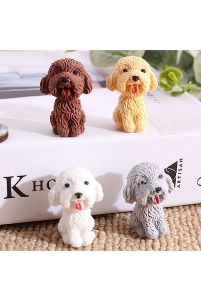 TOYGAR 3 Dimensional Cute Puppy - 4 Erasers and 4 Pencils