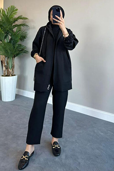 Rimel Moda Black Hürrem Combed Suit Set