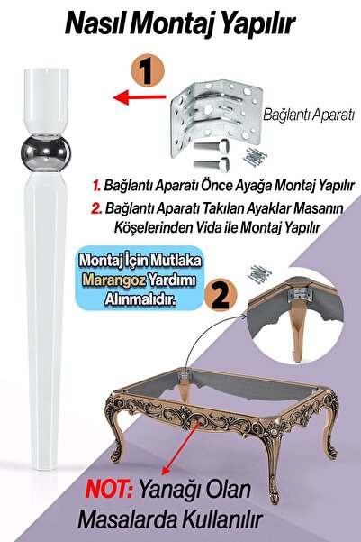 Badem10 Elips Masa Dresuar Ayağı 75 Cm Plastik Beyaz Ayak Mutfak Yemek Masası Mobilya Ayakları Beyaz