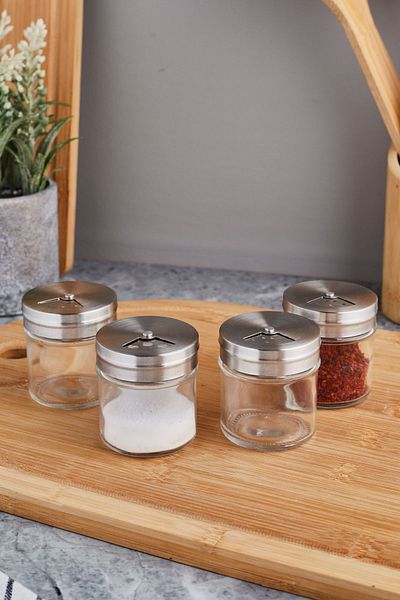 Perotti 13669 Simplico Set of 4 Salt and Pepper Shakers - 55 ml Glass