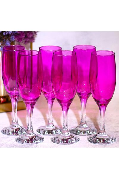 sudeka 190cc Colored Coffee Glass Set - 6 Pieces