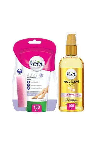 Veet Pure Duşta Tüy Dökücü Krem 150 Ml + Mucizevi Yağ - Çok Amaçlı Nemlendiri...