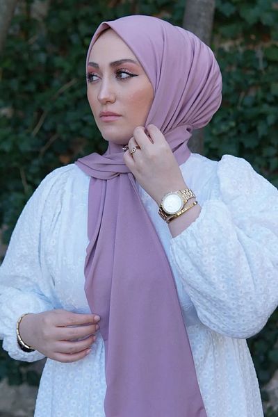 SAYRA Lilac Imported Sandy Fabric - Ready Shawl Shawl with Snap Fasteners Syr006