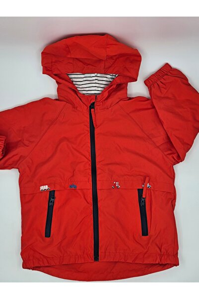 naynes Kapşonlu Çocuk Trençkotu Mevsimlik Montları, Erkek Ve Kız Çocuklar Için (90 CM-2 YAŞ / KIRMIZI)