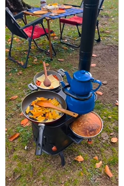 Genco Kamp Ve Çadır Sobası Kuzineli Fırınlı Odun Yakan Taşınabilir Soba