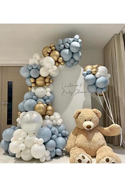 Aksesuar 90's Storm Blue - مجموعة سلسلة بالونات من الكروم الذهبي الأبيض