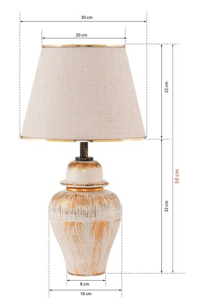 Hmydesign Neilus Handmade Seramik Abajur Krem Gold