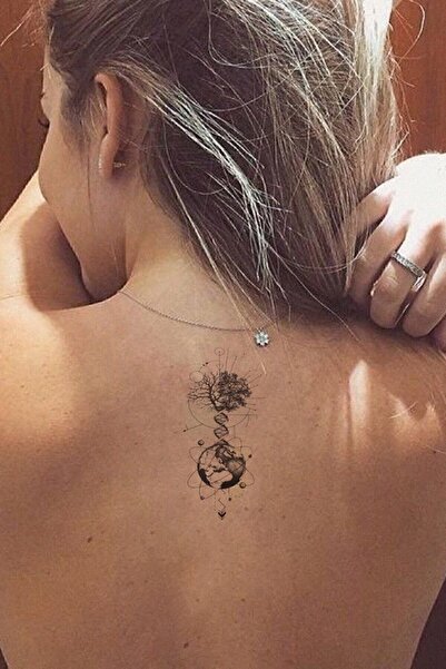 Hilvera Dna Evren Soyağacı Boyun Sırt Geçici Dövme Tattoo