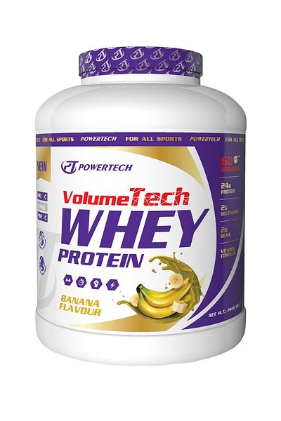 PT SPORTS&NUTRITION PowerTech Volumetech - Banana Flavored 2400 Gr Whey Protein Powder 60 Servings