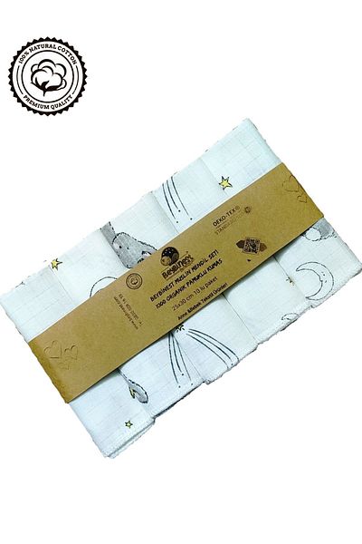 BeybiNest Muslin Handkerchief Set Cute Rabbits 25x30 Cm 10 Pieces