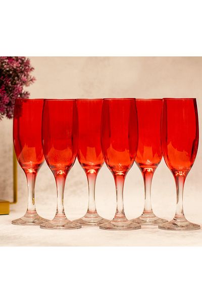 sudeka 190cc Colored Coffee Glass Set - 6 Pieces