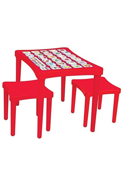 PİLSAN Story Iki Tabureli Ders Çalışma Masa Sandalye Pembe-kırmız